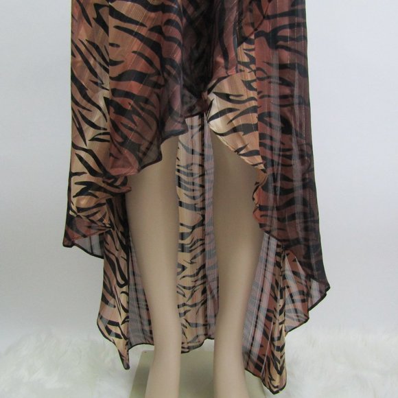 LPA tiger stripe animal Nikki  brown high low maxi dress Revolve size M - Picture 4 of 12